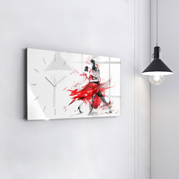 Glass wall clock rectangular Dancing couple