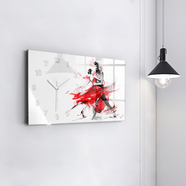 Glass wall clock rectangular Dancing couple
