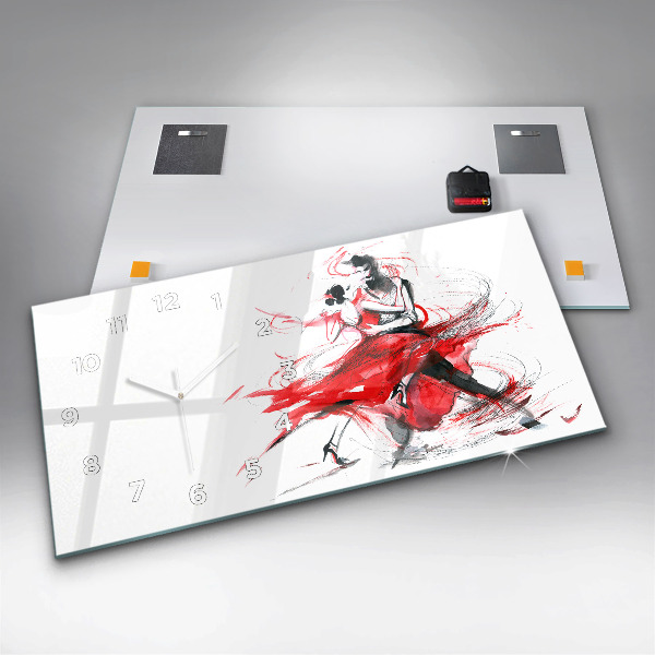Glass wall clock rectangular Dancing couple