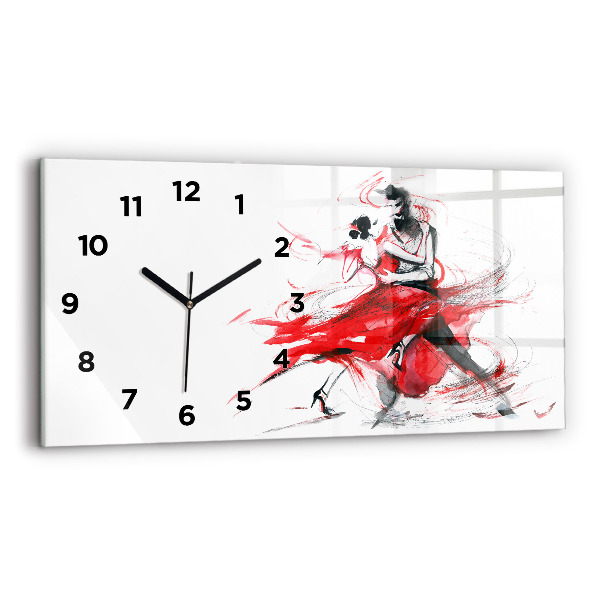 Glass wall clock rectangular Dancing couple