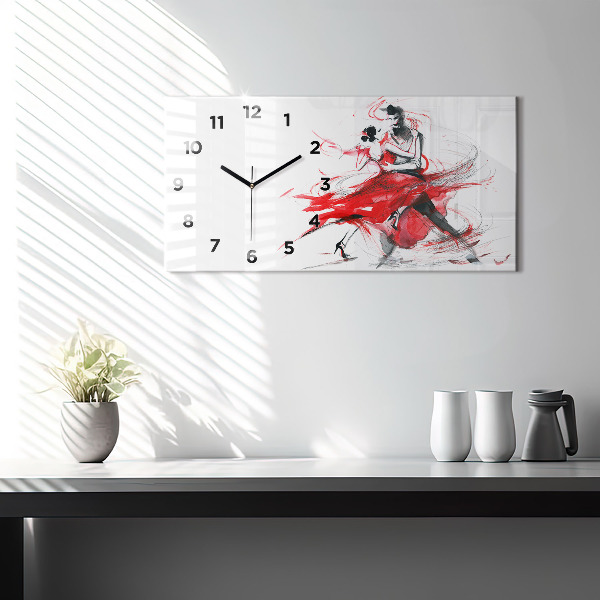 Glass wall clock rectangular Dancing couple
