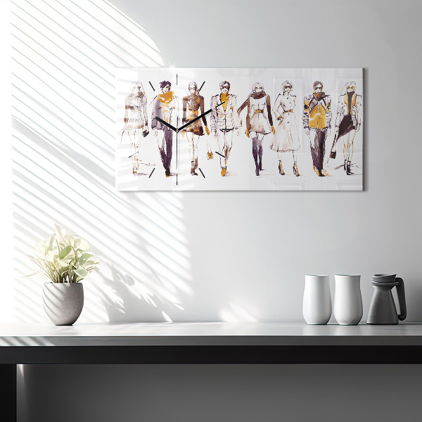 Glass wall clock rectangular Woman and man