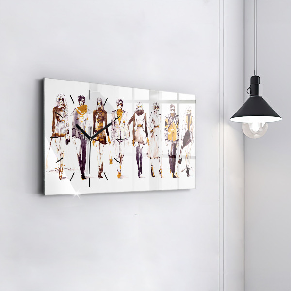 Glass wall clock rectangular Woman and man