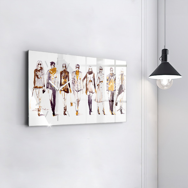 Glass wall clock rectangular Woman and man
