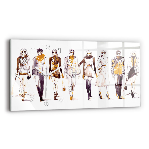 Glass wall clock rectangular Woman and man