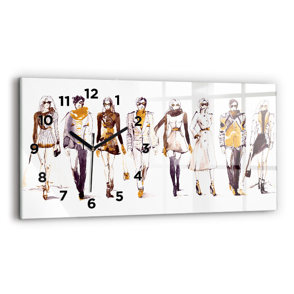Glass wall clock rectangular Woman and man