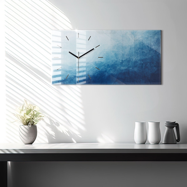 Glass wall clock rectangular Abstraction water