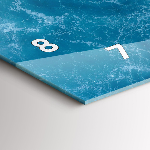 Glass wall clock rectangular Sea water
