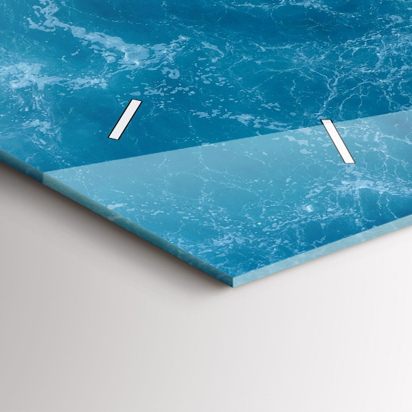 Glass wall clock rectangular Sea water
