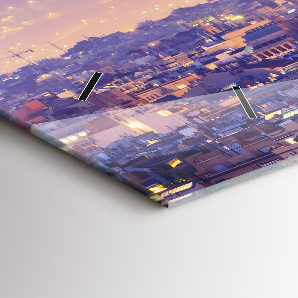 Glass wall clock rectangular View of Barcelona