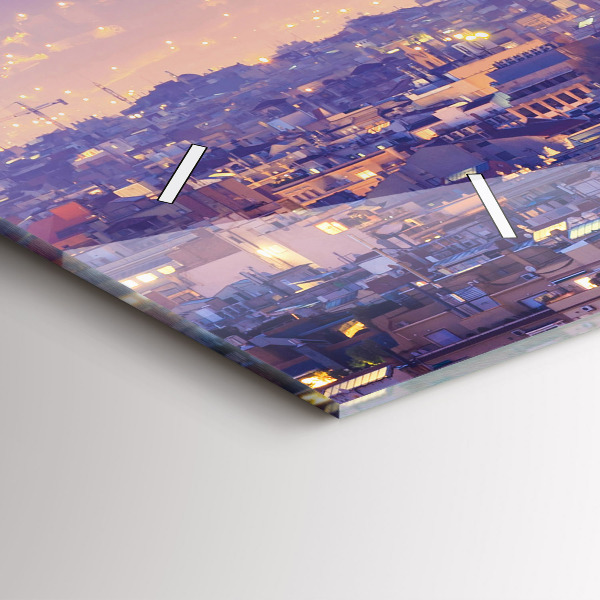 Glass wall clock rectangular View of Barcelona