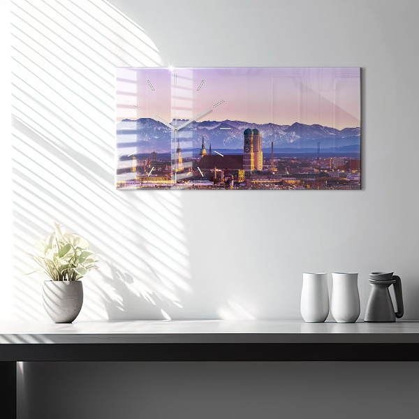 Glass wall clock rectangular German Alps Munich