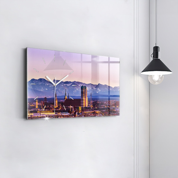 Glass wall clock rectangular German Alps Munich