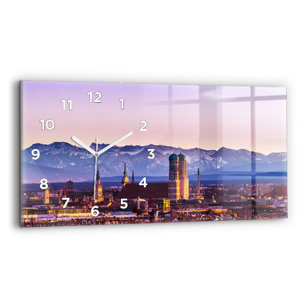 Glass wall clock rectangular German Alps Munich