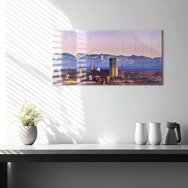 Glass wall clock rectangular German Alps Munich