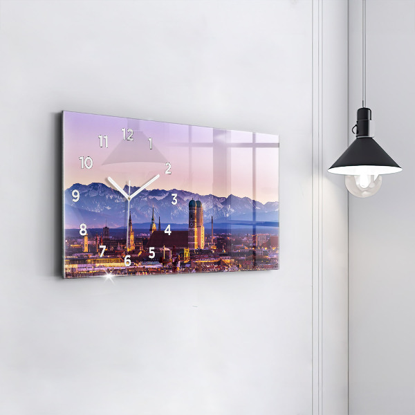 Glass wall clock rectangular German Alps Munich
