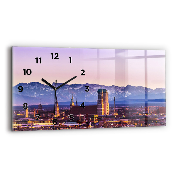Glass wall clock rectangular German Alps Munich