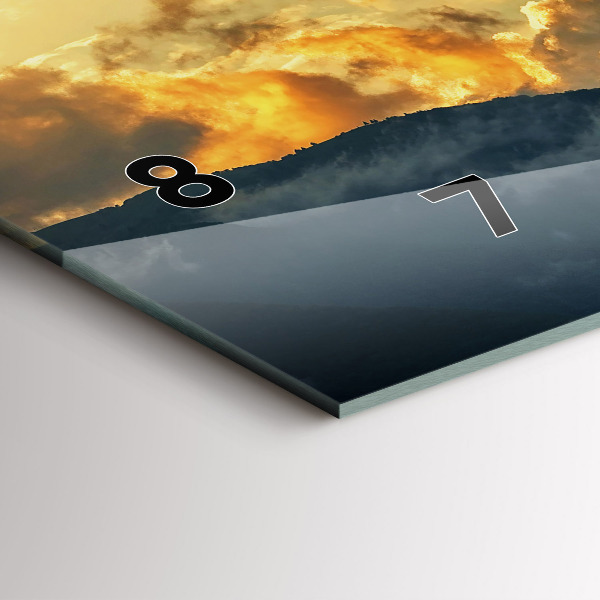 Glass wall clock rectangular Balloon flight in the clouds