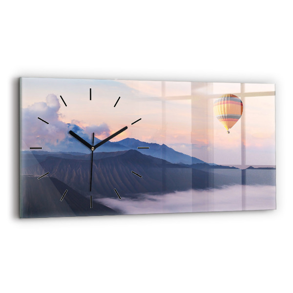 Glass wall clock rectangular Beautiful Landscape