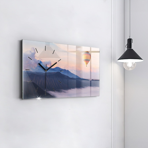 Glass wall clock rectangular Beautiful Landscape