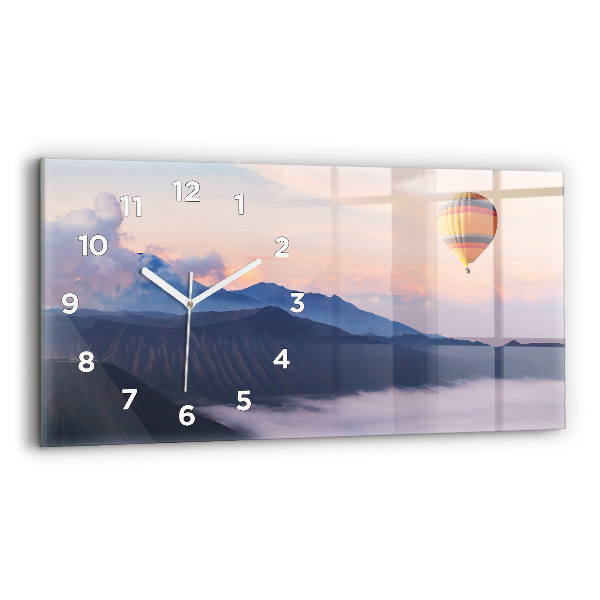 Glass wall clock rectangular Beautiful Landscape