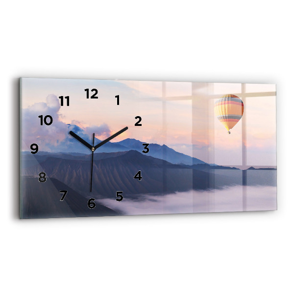 Glass wall clock rectangular Beautiful Landscape