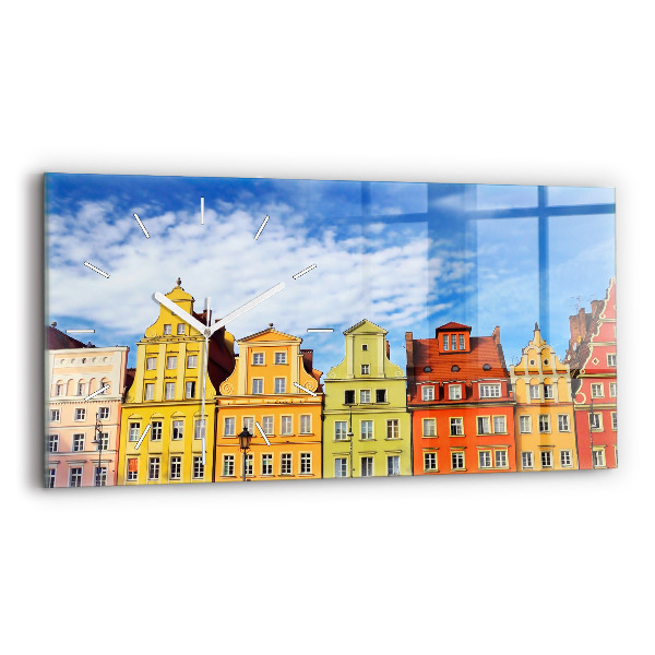 Glass wall clock rectangular Wroclaw - Old Town