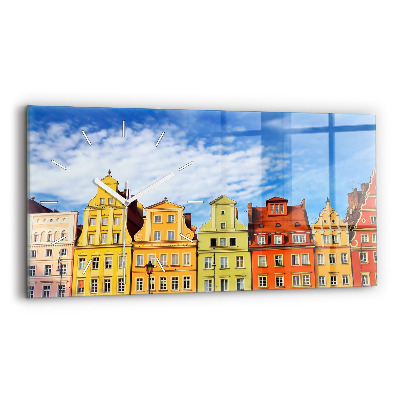 Glass wall clock rectangular Wroclaw - Old Town