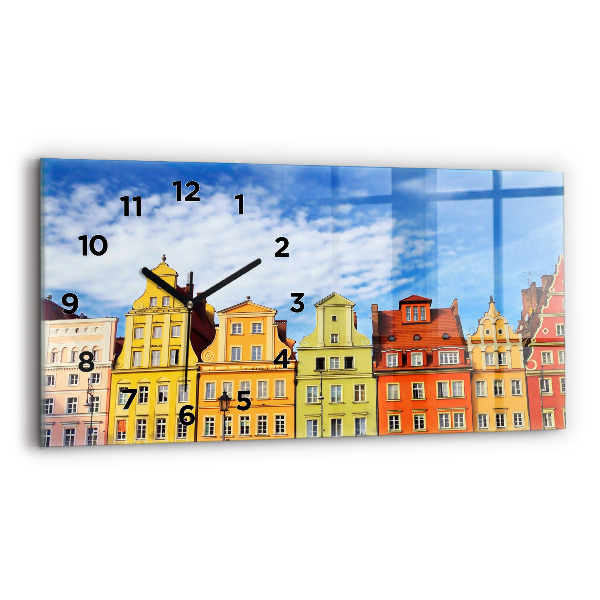 Glass wall clock rectangular Wroclaw - Old Town