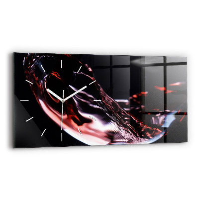 Glass wall clock rectangular Glass of wine