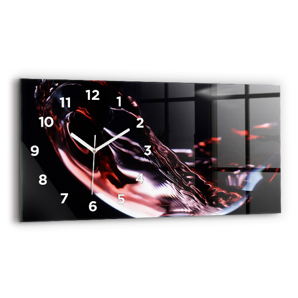 Glass wall clock rectangular Glass of wine