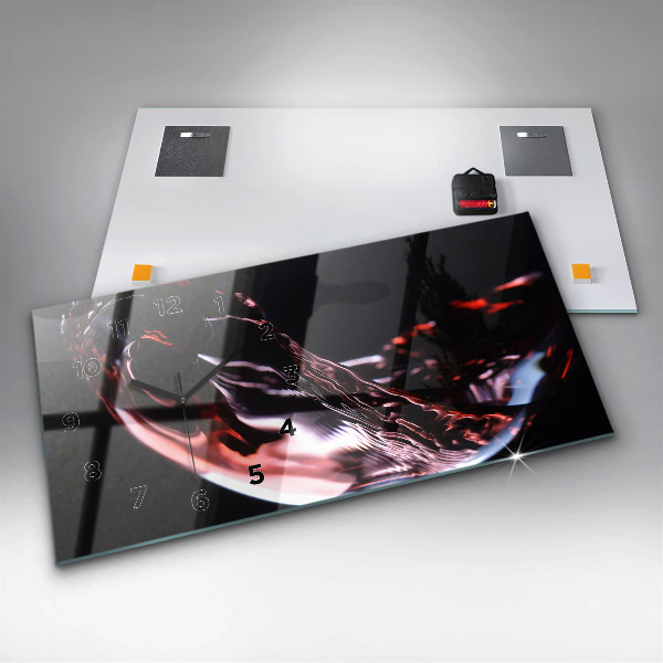 Glass wall clock rectangular Glass of wine