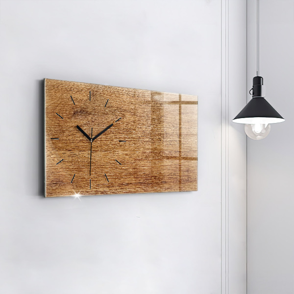 Glass wall clock rectangular Light wood