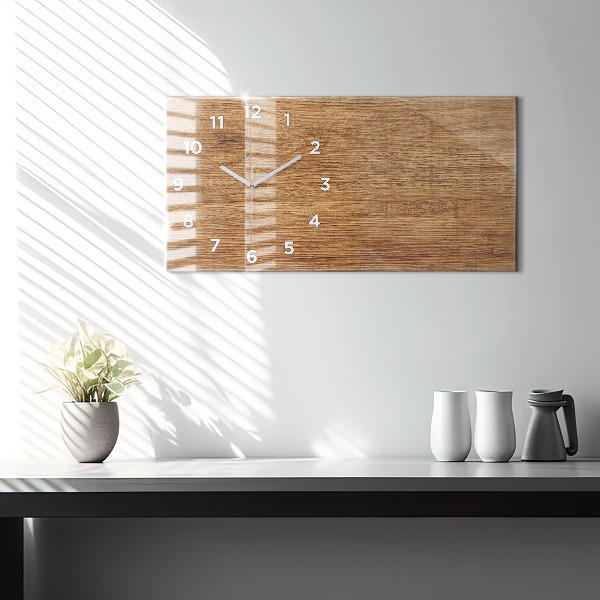 Glass wall clock rectangular Light wood