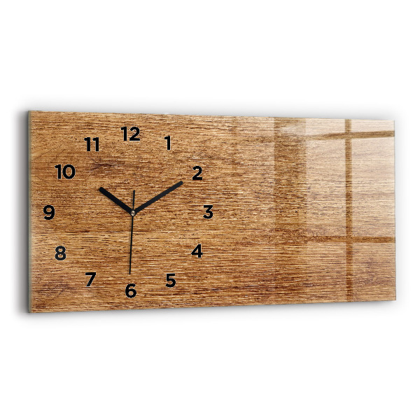 Glass wall clock rectangular Light wood