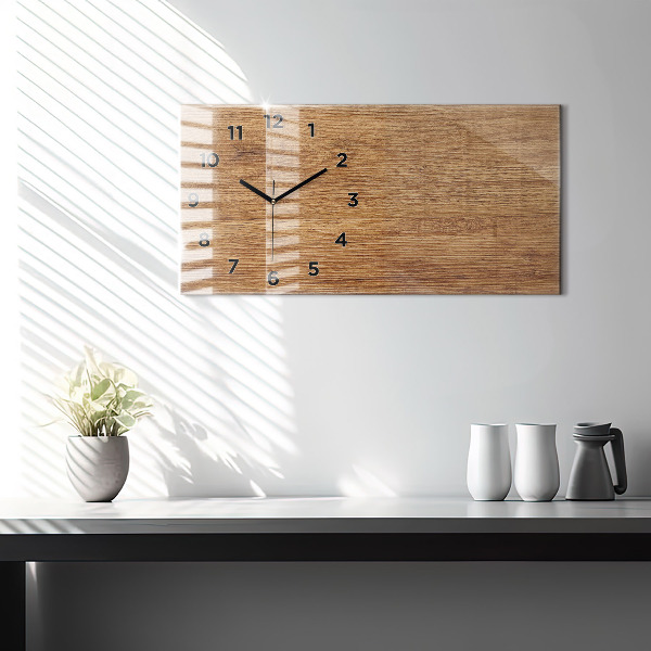 Glass wall clock rectangular Light wood