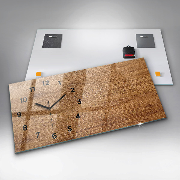 Glass wall clock rectangular Light wood