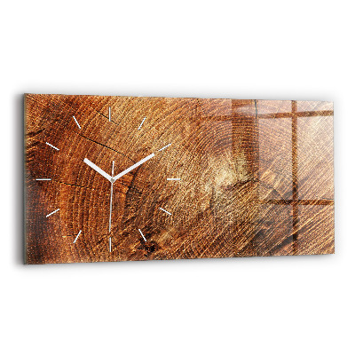Glass wall clock rectangular Old tree stump