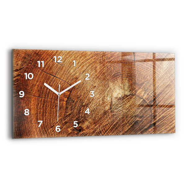 Glass wall clock rectangular Old tree stump