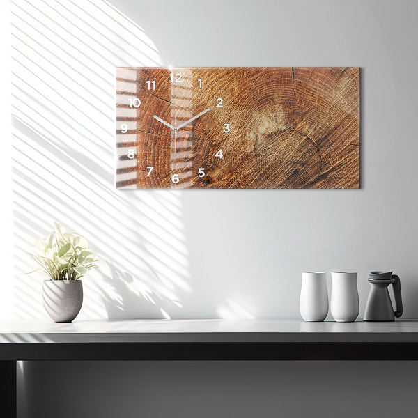 Glass wall clock rectangular Old tree stump