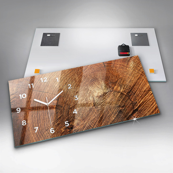 Glass wall clock rectangular Old tree stump