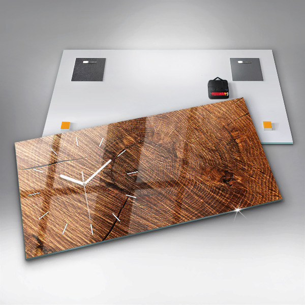 Glass wall clock rectangular Decorative wood
