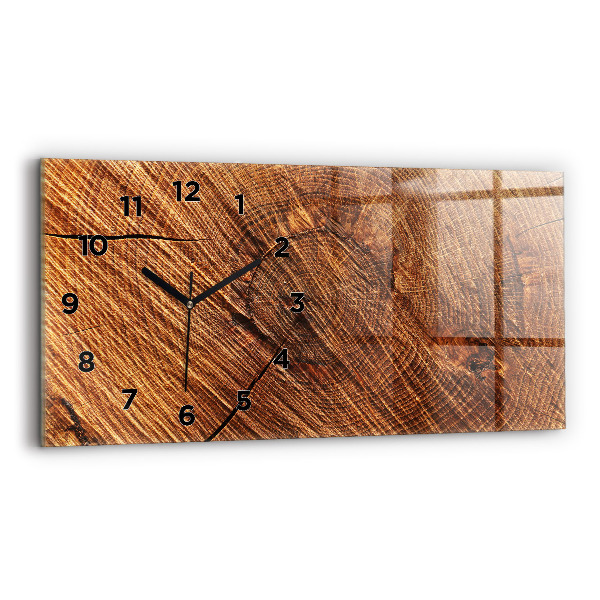 Glass wall clock rectangular Decorative wood