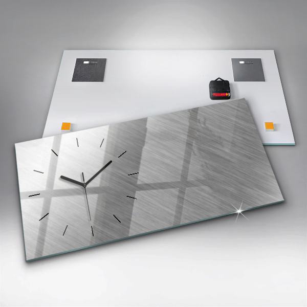 Glass wall clock rectangular Metal wall