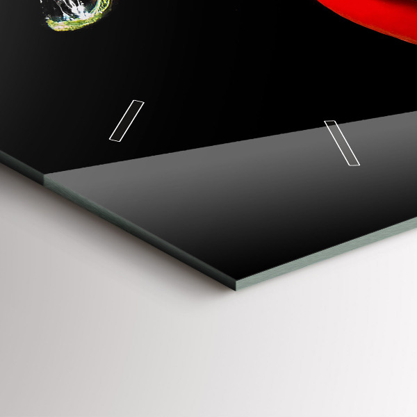 Glass wall clock rectangular Peppers in water