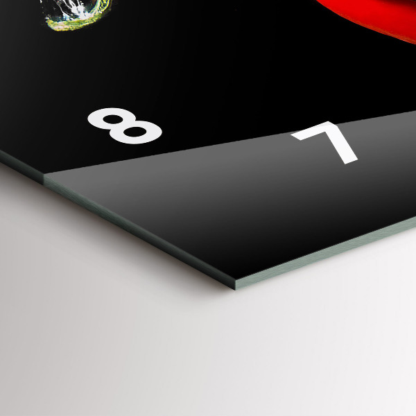 Glass wall clock rectangular Peppers in water