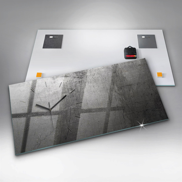 Glass wall clock rectangular Metal wall