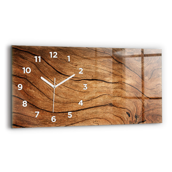 Glass wall clock rectangular Old wood