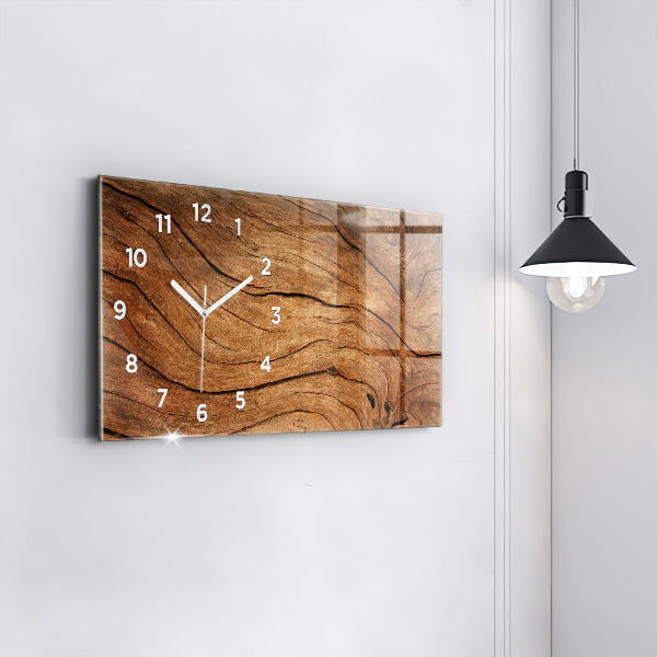 Glass wall clock rectangular Old wood