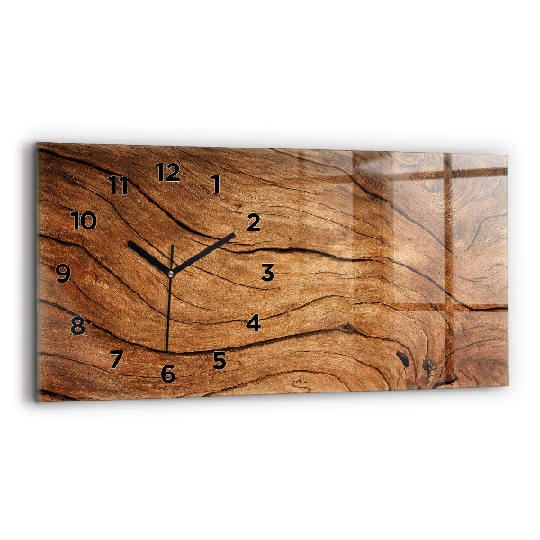 Glass wall clock rectangular Old wood